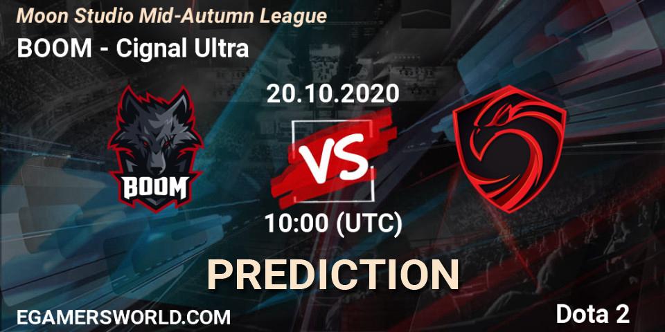 BOOM vs Cignal Ultra: Match Prediction. 20.10.2020 at 10:01, Dota 2, Moon Studio Mid-Autumn League