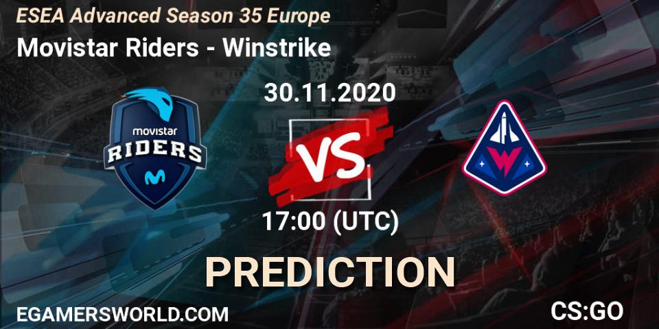 Movistar Riders vs Winstrike: Match Prediction. 30.11.2020 at 17:00, Counter-Strike (CS2), ESEA Advanced Season 35 Europe