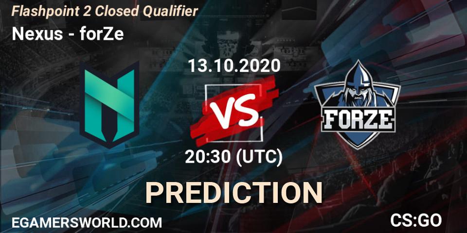 Nexus vs forZe: Match Prediction. 13.10.2020 at 21:00, Counter-Strike (CS2), Flashpoint 2 Closed Qualifier