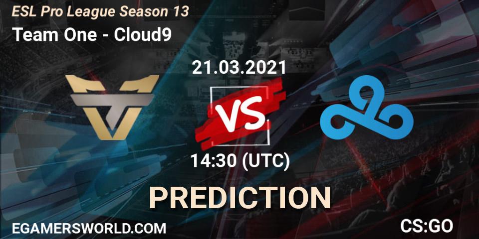Team One vs Cloud9: Match Prediction. 21.03.2021 at 15:30, Counter-Strike (CS2), ESL Pro League Season 13