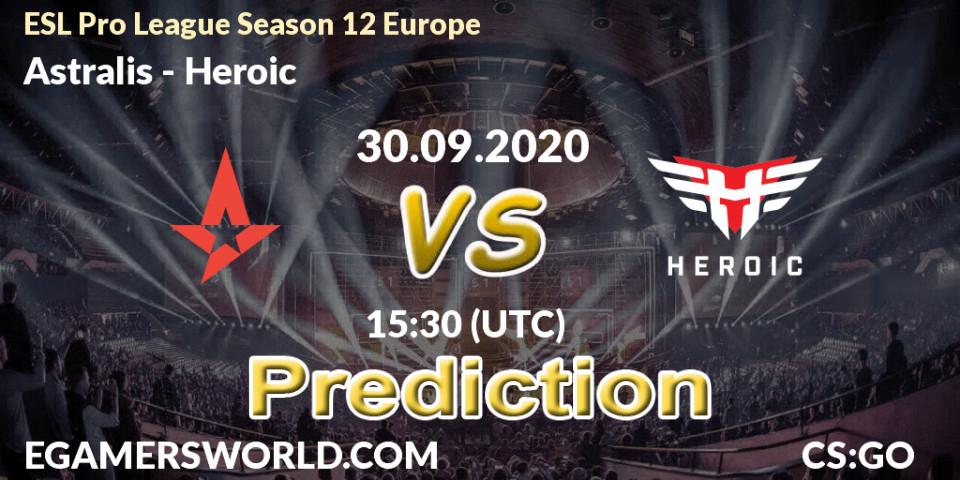 Astralis vs Heroic: Match Prediction. 30.09.20, CS2 (CS:GO), ESL Pro League Season 12 Europe