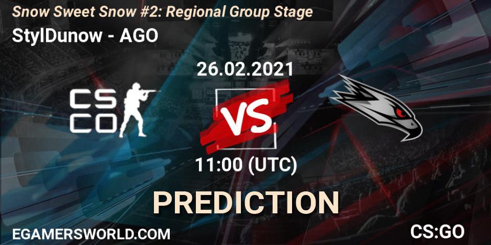 StylDunow vs AGO: Match Prediction. 26.02.2021 at 11:00, Counter-Strike (CS2), Snow Sweet Snow #2: Regional Group Stage