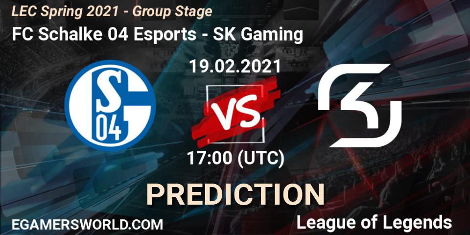 FC Schalke 04 Esports vs SK Gaming: Match Prediction. 19.02.2021 at 17:00, LoL, LEC Spring 2021 - Group Stage