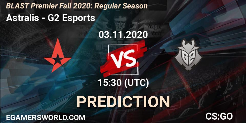 Astralis vs G2 Esports: Match Prediction. 03.11.2020 at 15:30, Counter-Strike (CS2), BLAST Premier Fall 2020: Regular Season