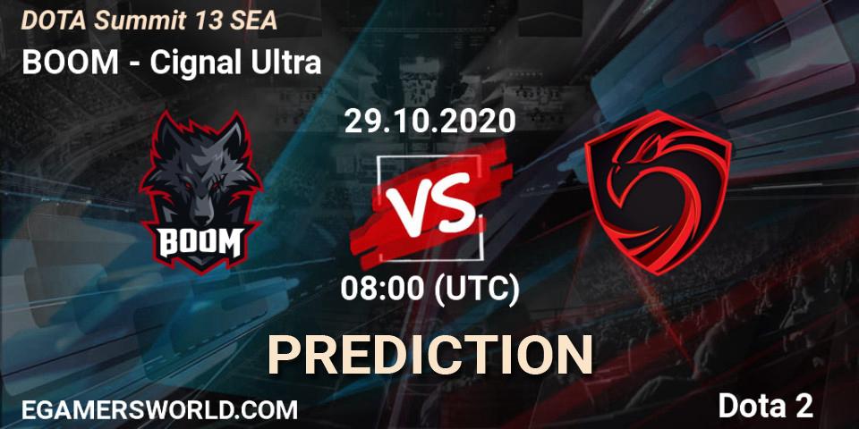 BOOM vs Cignal Ultra: Match Prediction. 29.10.2020 at 08:31, Dota 2, DOTA Summit 13: SEA