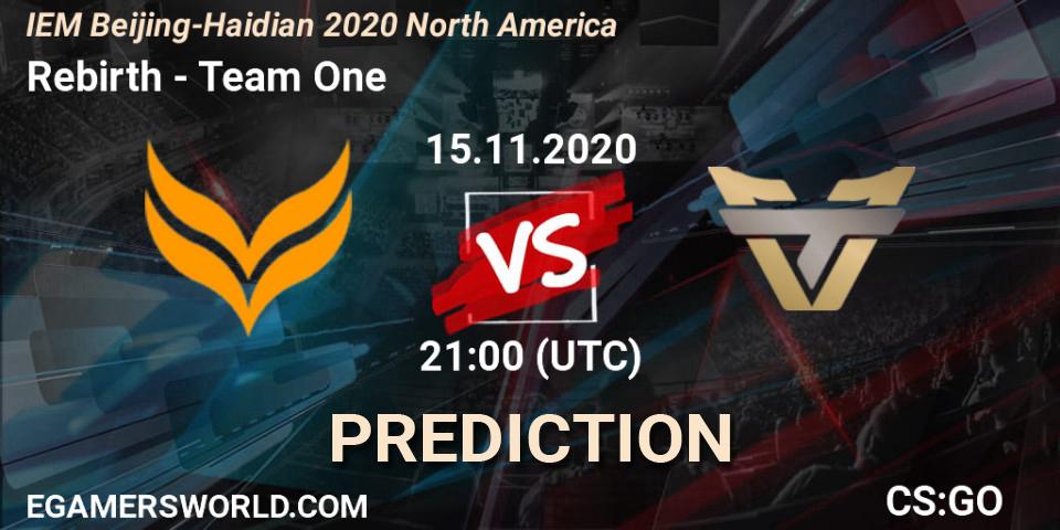 Rebirth vs Team One: Match Prediction. 15.11.2020 at 21:00, Counter-Strike (CS2), IEM Beijing-Haidian 2020 North America