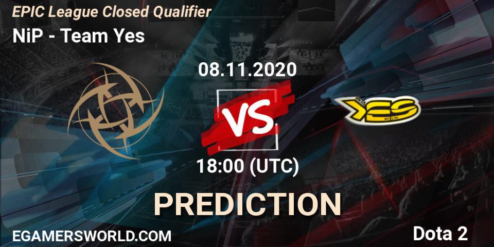NiP vs Team Yes: Match Prediction. 08.11.2020 at 17:16, Dota 2, EPIC League Closed Qualifier