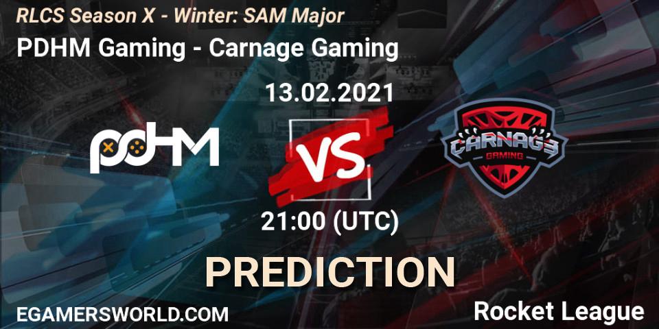 PDHM Gaming vs Carnage Gaming: Match Prediction. 13.02.2021 at 21:00, Rocket League, RLCS Season X - Winter: SAM Major