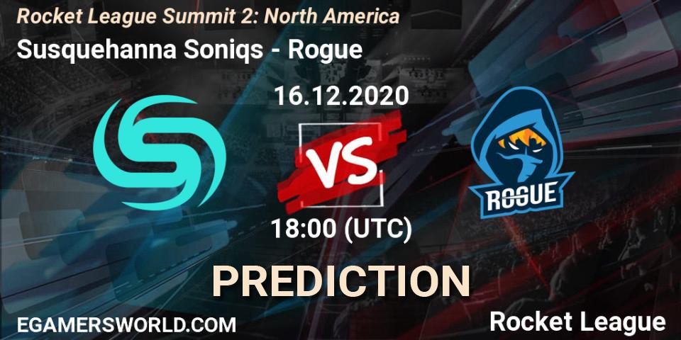 Susquehanna Soniqs vs Rogue: Match Prediction. 16.12.2020 at 18:00, Rocket League, Rocket League Summit 2: North America