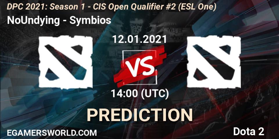 NoUndying vs Symbios: Match Prediction. 12.01.2021 at 14:05, Dota 2, DPC 2021: Season 1 - CIS Open Qualifier #2 (ESL One)