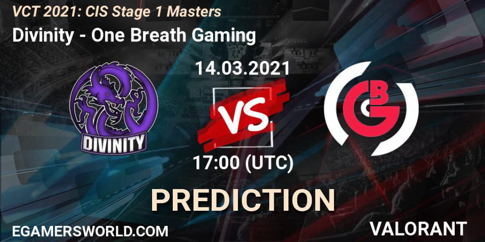 Divinity vs One Breath Gaming: Match Prediction. 14.03.2021 at 16:00, VALORANT, VCT 2021: CIS Stage 1 Masters