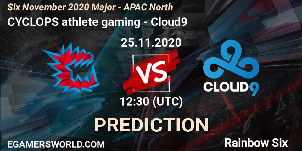 CYCLOPS athlete gaming vs Cloud9: Match Prediction. 25.11.2020 at 09:00, Rainbow Six, Six November 2020 Major - APAC North
