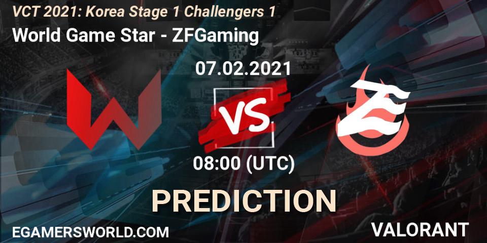World Game Star vs ZFGaming: Match Prediction. 07.02.2021 at 10:00, VALORANT, VCT 2021: Korea Stage 1 Challengers 1