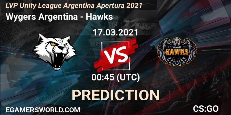 Wygers Argentina vs Hawks: Match Prediction. 17.03.2021 at 00:45, Counter-Strike (CS2), LVP Unity League Argentina Apertura 2021