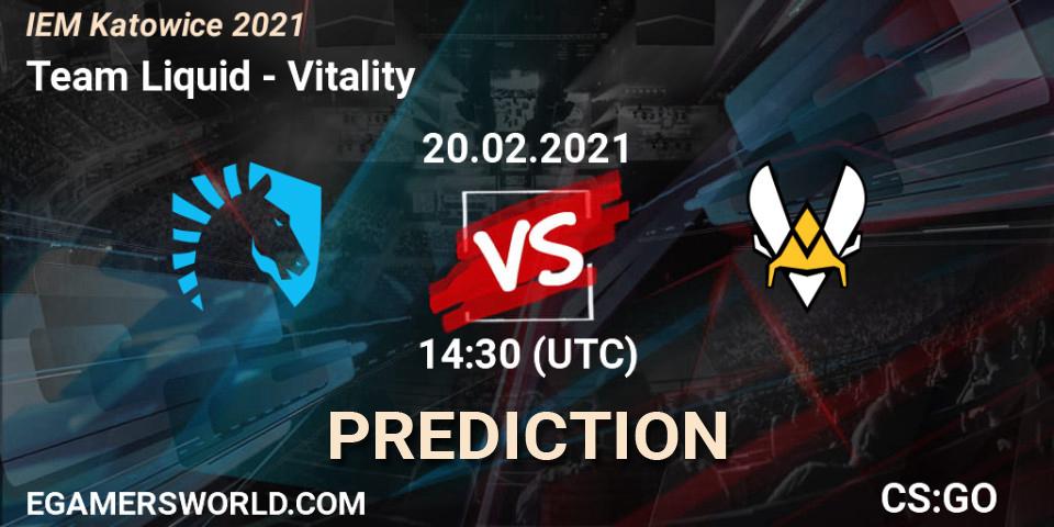 Team Liquid vs Vitality: Match Prediction. 20.02.2021 at 14:30, Counter-Strike (CS2), IEM Katowice 2021