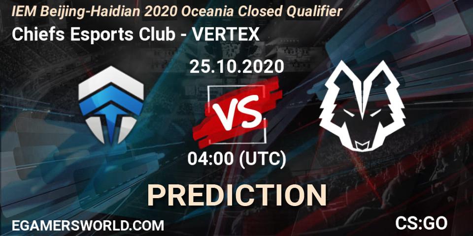 Chiefs Esports Club vs VERTEX: Match Prediction. 25.10.2020 at 04:00, Counter-Strike (CS2), IEM Beijing-Haidian 2020 Oceania Closed Qualifier