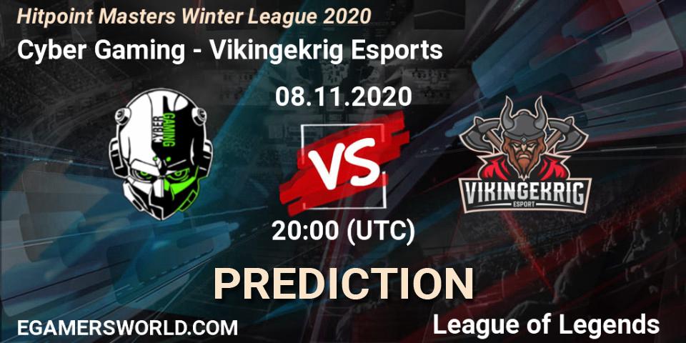 Cyber Gaming vs Vikingekrig Esports: Match Prediction. 08.11.2020 at 20:00, LoL, Hitpoint Masters Winter League 2020