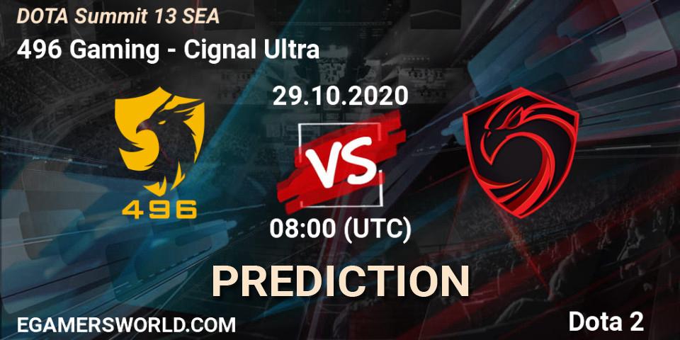 496 Gaming vs Cignal Ultra: Match Prediction. 29.10.20, Dota 2, DOTA Summit 13: SEA