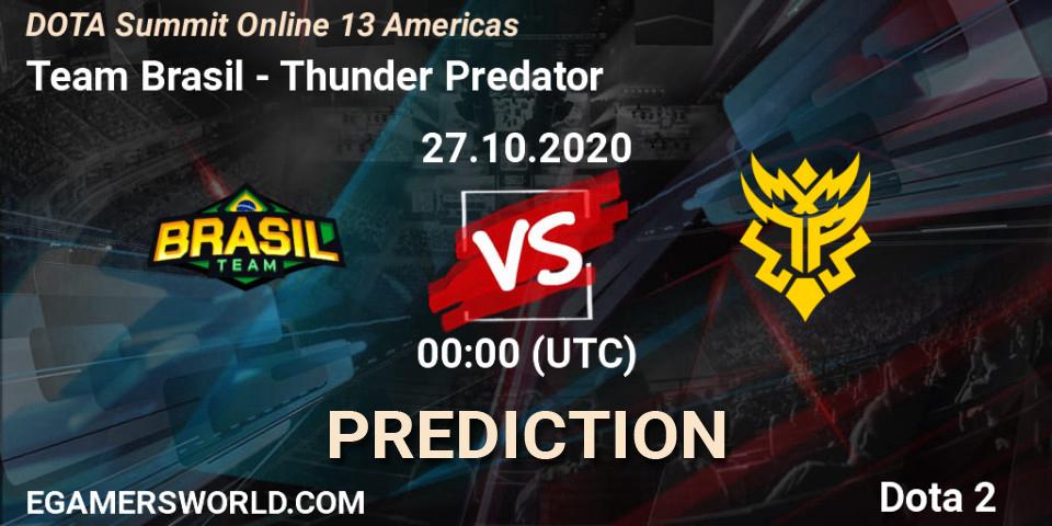 Team Brasil vs Thunder Predator: Match Prediction. 27.10.2020 at 00:30, Dota 2, DOTA Summit 13: Americas