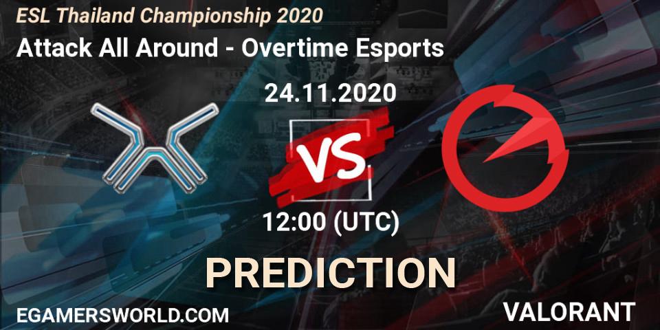 Attack All Around vs Overtime Esports: Match Prediction. 24.11.2020 at 12:00, VALORANT, ESL Thailand Championship 2020
