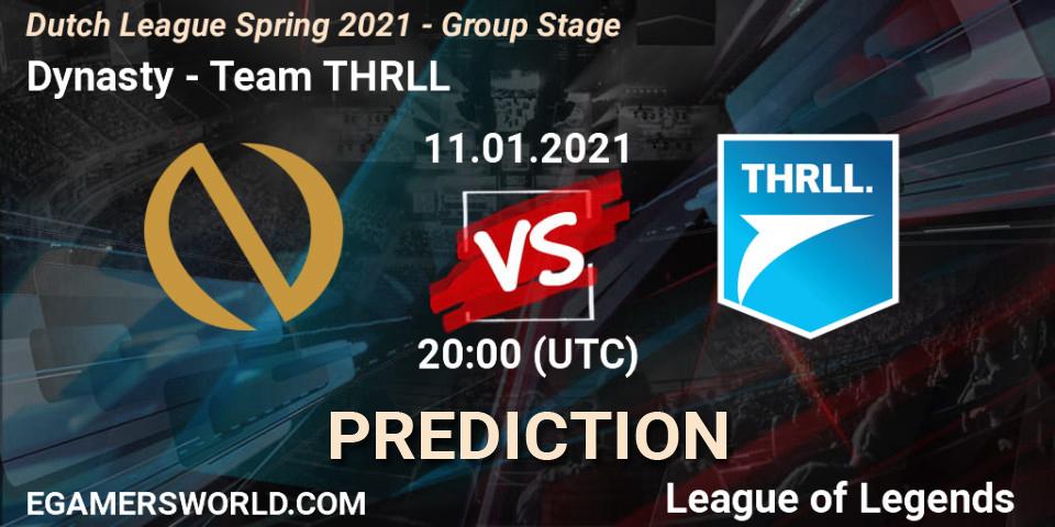 Dynasty vs Team THRLL: Match Prediction. 12.01.2021 at 20:00, LoL, Dutch League Spring 2021 - Group Stage