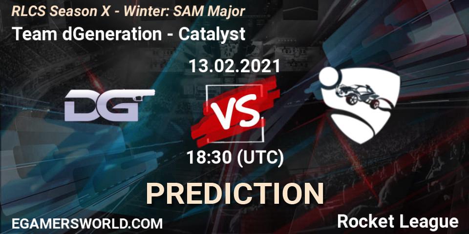 Team dGeneration vs Catalyst: Match Prediction. 13.02.2021 at 18:30, Rocket League, RLCS Season X - Winter: SAM Major