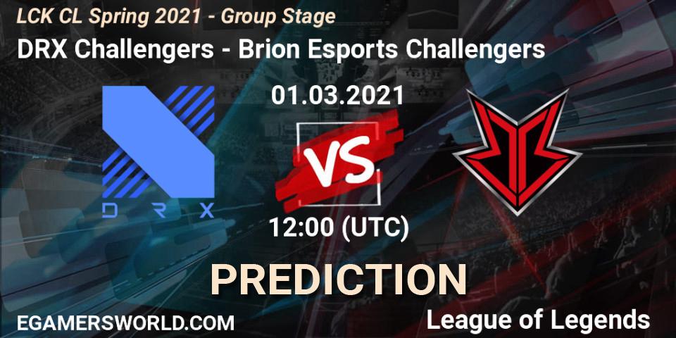 DRX Challengers vs Brion Esports Challengers: Match Prediction. 01.03.2021 at 12:30, LoL, LCK CL Spring 2021 - Group Stage