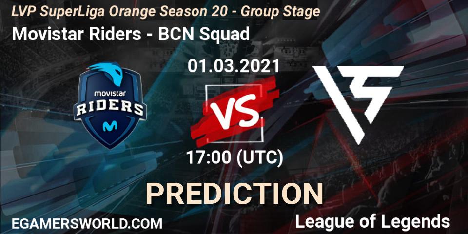 Movistar Riders vs BCN Squad: Match Prediction. 01.03.2021 at 17:00, LoL, LVP SuperLiga Orange Season 20 - Group Stage