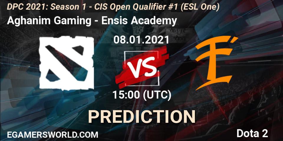 Aghanim Gaming vs Ensis Academy: Match Prediction. 08.01.2021 at 15:00, Dota 2, DPC 2021: Season 1 - CIS Open Qualifier #1 (ESL One)