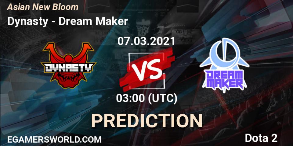 Dynasty vs Dream Maker: Match Prediction. 07.03.2021 at 03:17, Dota 2, Asian New Bloom