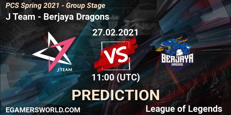 J Team vs Berjaya Dragons: Match Prediction. 27.02.2021 at 12:05, LoL, PCS Spring 2021 - Group Stage