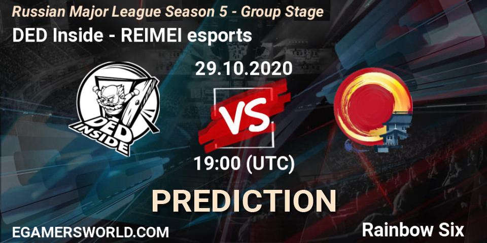 DED Inside vs REIMEI esports: Match Prediction. 29.10.20, Rainbow Six, Russian Major League Season 5 - Group Stage