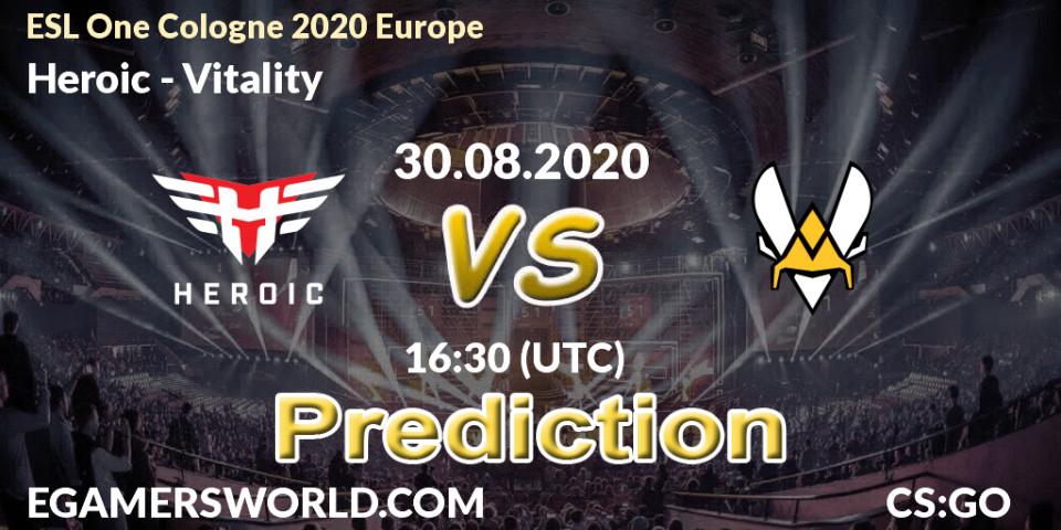 Heroic vs Vitality: Match Prediction. 30.08.2020 at 16:30, Counter-Strike (CS2), ESL One Cologne 2020 Europe
