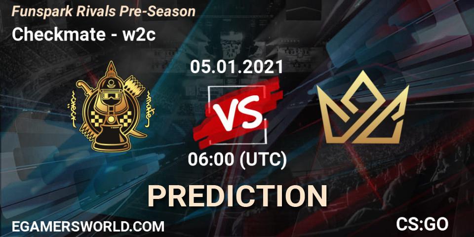 Checkmate vs w2c: Match Prediction. 05.01.2021 at 06:00, Counter-Strike (CS2), Funspark Rivals Pre-Season