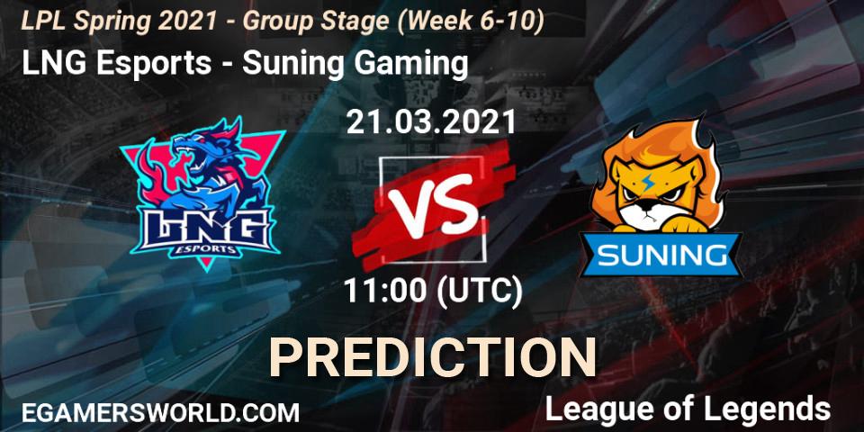 LNG Esports vs Suning Gaming: Match Prediction. 21.03.2021 at 11:00, LoL, LPL Spring 2021 - Group Stage (Week 6-10)