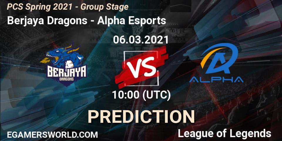 Berjaya Dragons vs Alpha Esports: Match Prediction. 06.03.2021 at 10:00, LoL, PCS Spring 2021 - Group Stage