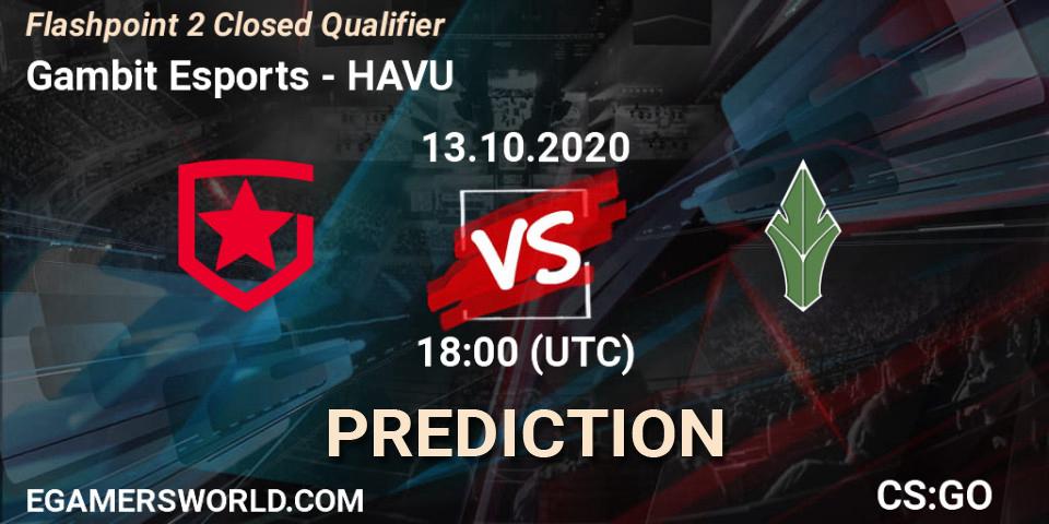 Gambit Esports vs HAVU: Match Prediction. 13.10.2020 at 18:10, Counter-Strike (CS2), Flashpoint 2 Closed Qualifier