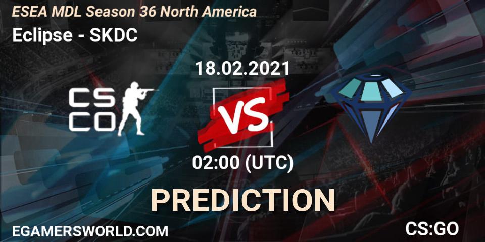 Eclipse vs SKDC: Match Prediction. 26.02.2021 at 02:15, Counter-Strike (CS2), MDL ESEA Season 36: North America - Premier Division