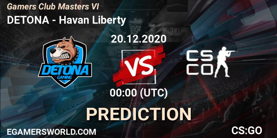 DETONA vs Havan Liberty: Match Prediction. 19.12.2020 at 23:30, Counter-Strike (CS2), Gamers Club Masters VI