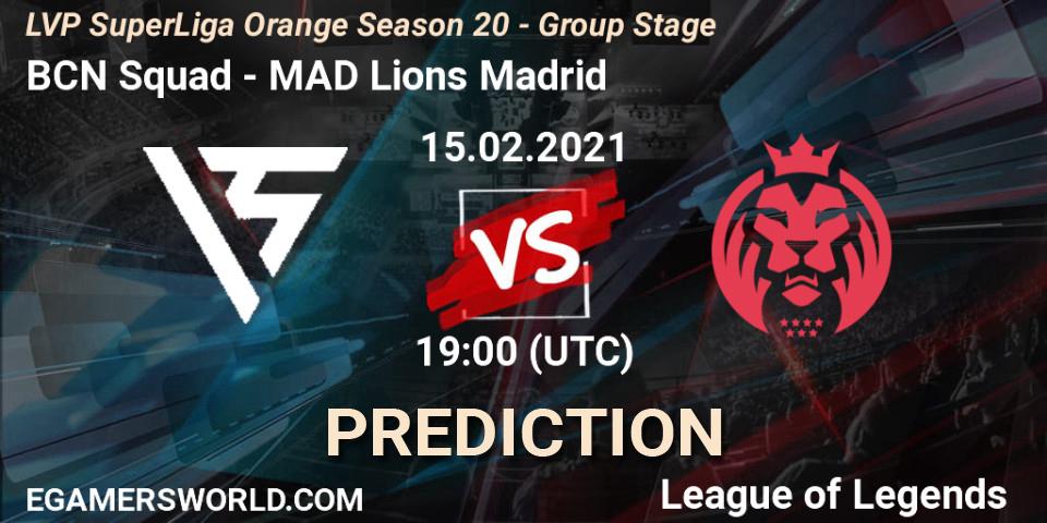 BCN Squad vs MAD Lions Madrid: Match Prediction. 15.02.2021 at 19:15, LoL, LVP SuperLiga Orange Season 20 - Group Stage