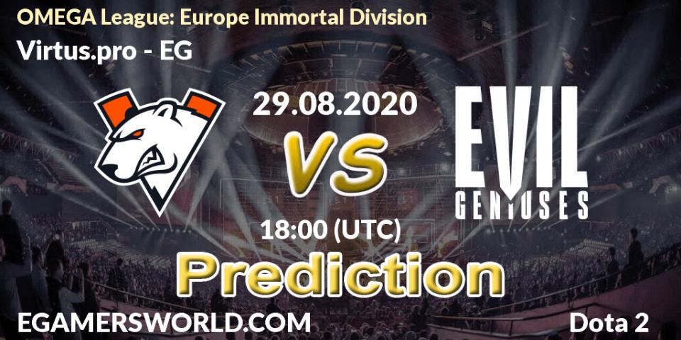 Virtus.pro vs EG: Match Prediction. 29.08.2020 at 16:42, Dota 2, OMEGA League: Europe Immortal Division