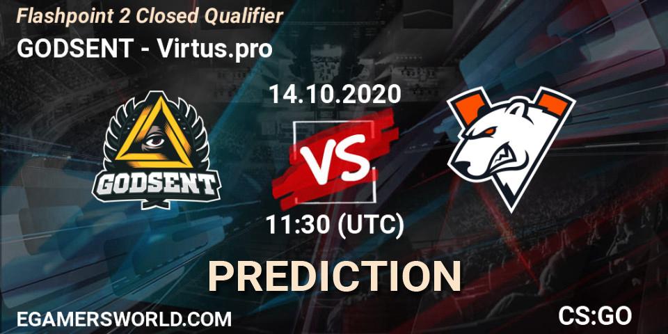 GODSENT vs Virtus.pro: Match Prediction. 14.10.2020 at 11:30, Counter-Strike (CS2), Flashpoint 2 Closed Qualifier