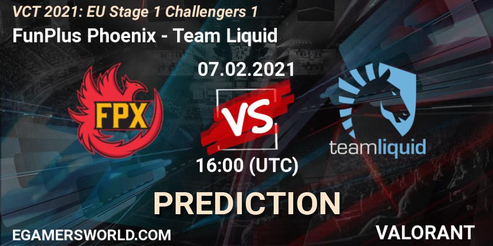 FunPlus Phoenix vs Team Liquid: Match Prediction. 07.02.2021 at 19:00, VALORANT, VCT 2021: EU Stage 1 Challengers 1