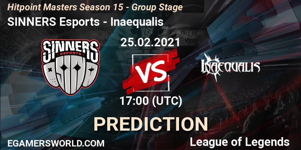 SINNERS Esports vs Inaequalis: Match Prediction. 25.02.2021 at 17:00, LoL, Hitpoint Masters Season 15 - Group Stage