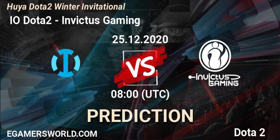 IO Dota2 vs Invictus Gaming: Match Prediction. 25.12.2020 at 08:33, Dota 2, Huya Dota2 Winter Invitational