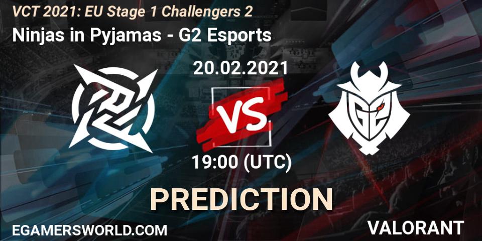 Ninjas in Pyjamas vs G2 Esports: Match Prediction. 20.02.2021 at 18:15, VALORANT, VCT 2021: EU Stage 1 Challengers 2