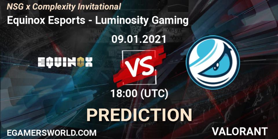 Equinox Esports vs Luminosity Gaming: Match Prediction. 09.01.2021 at 21:00, VALORANT, NSG x Complexity Invitational
