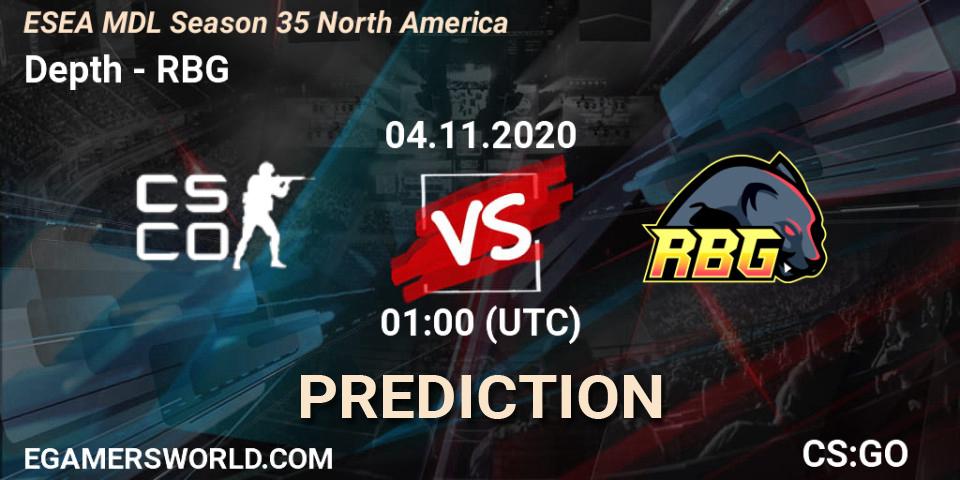Depth vs RBG: Match Prediction. 04.11.2020 at 01:00, Counter-Strike (CS2), ESEA MDL Season 35 North America