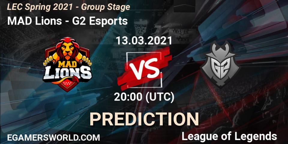 MAD Lions vs G2 Esports: Match Prediction. 13.03.2021 at 20:00, LoL, LEC Spring 2021 - Group Stage