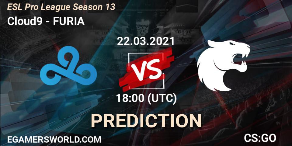 Cloud9 vs FURIA: Match Prediction. 22.03.21, CS2 (CS:GO), ESL Pro League Season 13